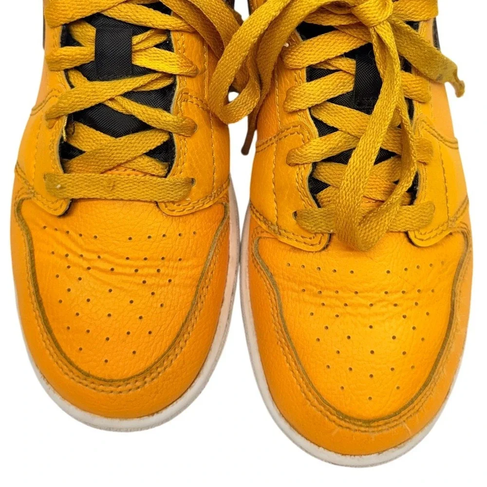 Nike Air Jordan 1 Mid Youth GS‎ Yellow Black Sneakers Size 4Y Athletic Shoes